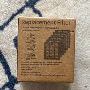 6 Replacement HEPA Filters Compatible w/ Baby Breeza Dryer Advanced/Washer Pro!